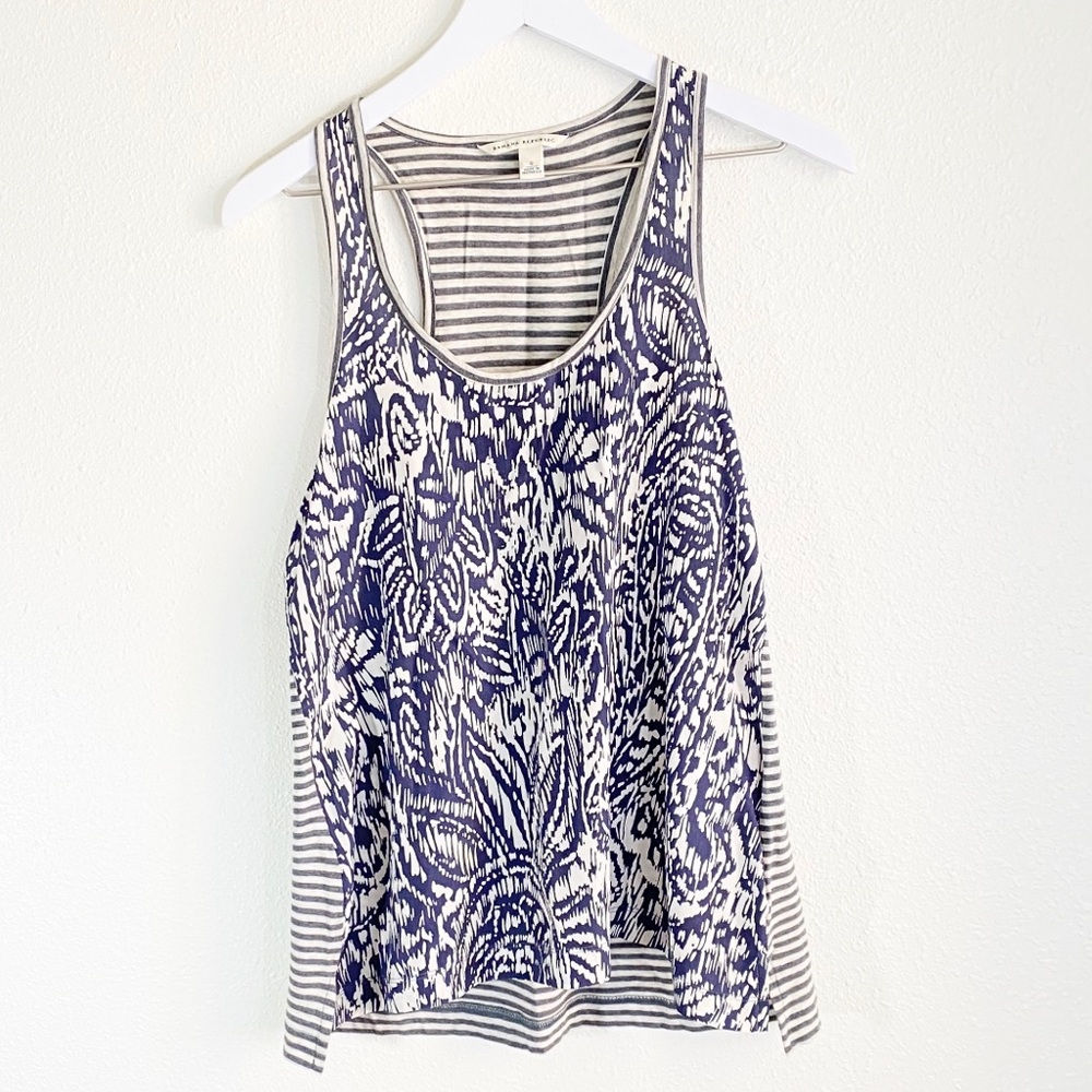Banana Republic Blue and Cream Silk Tank